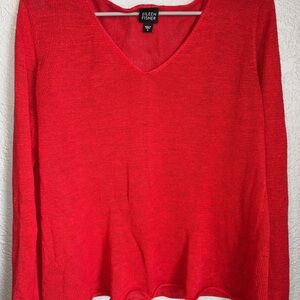 Eileen Fisher Red V-Neck Sweater